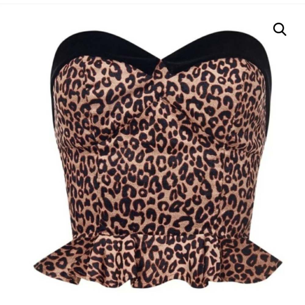NWT Ursula Leopard Velvet Peplum Top, Collectif, XL, UK Size 16